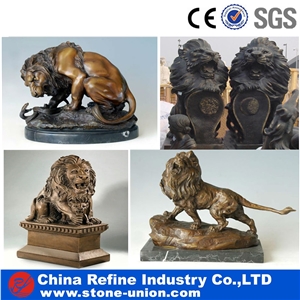 Lion Statue from China for Decoration, China Brown Marble Bronze Lion Sculpture