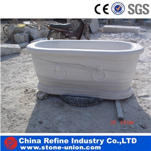 Natural Stone Bath Tub Surround,China White Carved
