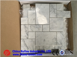 Square Carrara White Marble Mosaic Wall Tile,Polished Mosaic for Floor