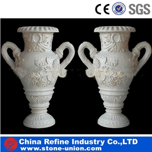 White Marble Carved Factory Flower Pot ,Flower Stand
