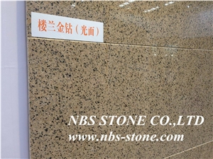 Loulan Gold,China Yellow Granite,Polished Slabs & Tiles for Wall and Floor Covering, Skirting, Natural Building Stone Decoration, Interior Hotel,Bathroom,Kitchentop,Villa, Shopping Mall Use