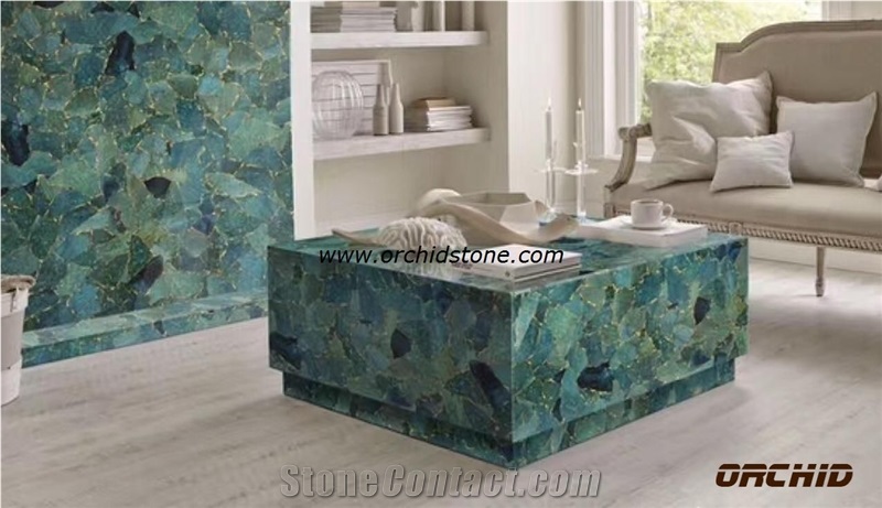Aventurine Green Semi Precious Stone/Gemstone Tea Tables, Hotel Lobby Countertops,Reception Desk
