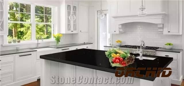 Black Galaxy Quartz Stone Kitchen Countertops,Bar Tops,Desk Tops,Star Galaxy Quartz Surface,Dinning Tops,Island Tops,Cambria Kitchen Bar Tops,Caesarstone Quartz Tops