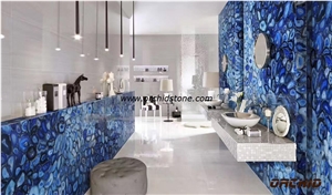 Blue Agate Translucent Semi Precious Stone/Gemstone for Wall Cladding Tiles,Countertops,Vanity Tops,Worktops,Island Tops,Bar Tops,Kithcen Tos