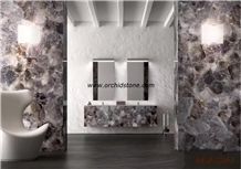 Natural Backlit Semi Precious Stone Smoky Quartz Wall Cladding Tiles,Flooring Tioles,Flooring Pavers,Paving Tiles,Translucent Smoky Quartz Bathroom Vanity Tops