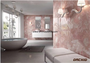 Pink Quartz Semi Precious Stone,Rose Pink Gemstone Wall Cladding Tiles,Paving Tiles,Decorative Interior Flooring Tiles
