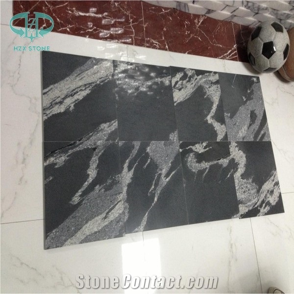 Black Color Granite with White Veins, Kashmir Black, Fantasy Black Granite, Nero Fantasy Granite Slabs & Tiles, Interior Decoration Granite, China Black Granite, Big Slabs