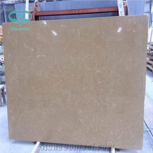 Chinese Fine Quality Shasta Brown Quartz Countertops, Engineered Stone Countertops, Polished Custom Worktops for Kitchen Decoration