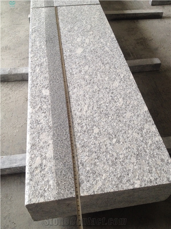 G602 White Grey Granite Stairs,Granite Steps with Anti Slip,Grooving,Bullnose,Treads,Granite Staircase,Risers,Polished,Flamed,Interior,Outdoor