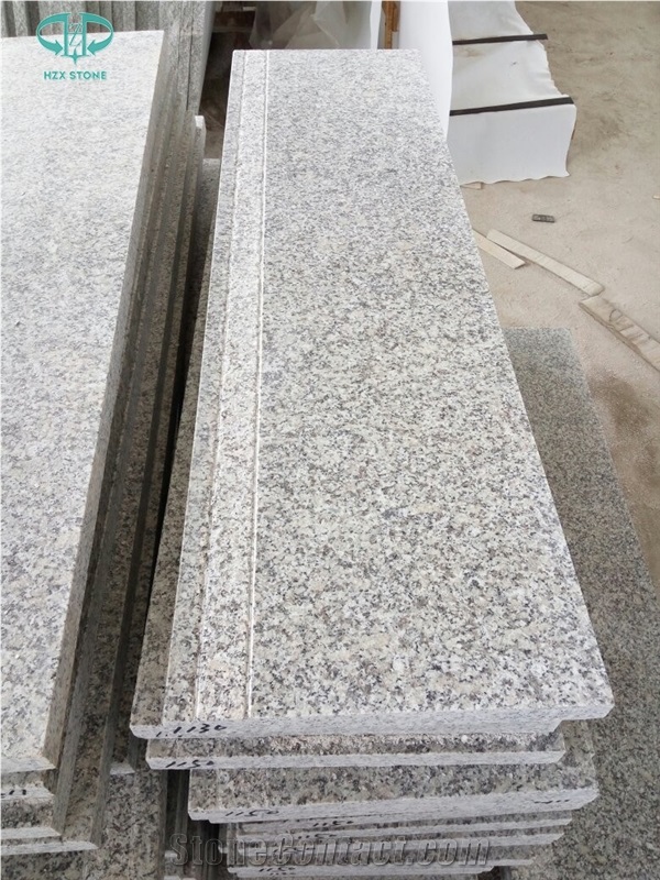 G602 White Grey Granite Stairs,Steps with Anti Slip,Grooving,Bullnose,Granite Treads,Granite Staircase,Risers,Polished,Flamed,Interior,Outdoor