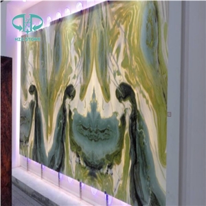 Luxury Decoration Home Natural Stone Rainforest Green Marble Slab with Great Price