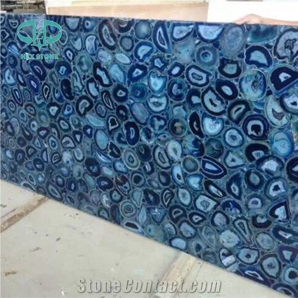 Polished Large Blue Agate Gemstone Slab from China