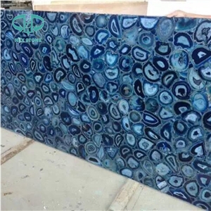 Polished Large Blue Agate Gemstone Slab from China