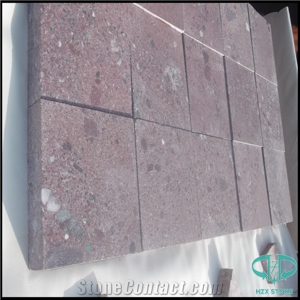 Red Porphyre Granite Paving Stone, Z - Shaped Granite Flooring, Cheap Granite Cube Stone,Chinese Cheap Garden Exterior Granite Paving Stone Flooring Cubes,Granite Cobble Stone,Courtyard Road Pavers