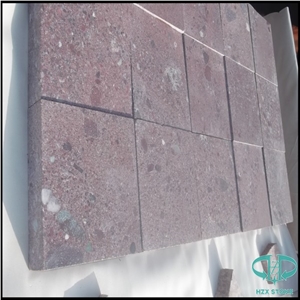 Red Porphyre Granite Paving Stone, Z - Shaped Granite Flooring, Cheap Granite Cube Stone,Chinese Cheap Garden Exterior Granite Paving Stone Flooring Cubes,Granite Cobble Stone,Courtyard Road Pavers