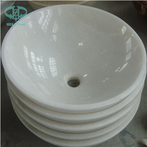 Royal White Marble Sinks, White Stone Bathroom Sinks, Round Sinks, Pure White Wash Basins