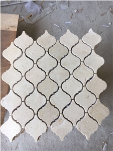 Beige Marble Lantern Mosaic Tile Crema Marfil Lantern Chips Mosaic Tile for Flooring