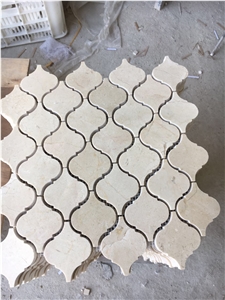 Beige Marble Lantern Mosaic Tile Crema Marfil Lantern Chips Mosaic Tile for Flooring