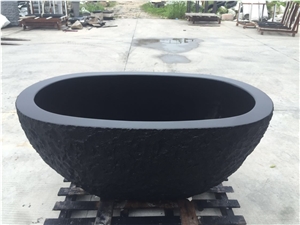 Black Oval Stone Bathtub Absolute Black Bath Tubs for Villa