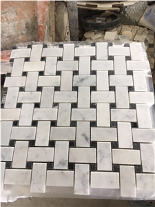 Carrara 23*48 with Black Dot Basket Weave Mosaic Tile for Walling