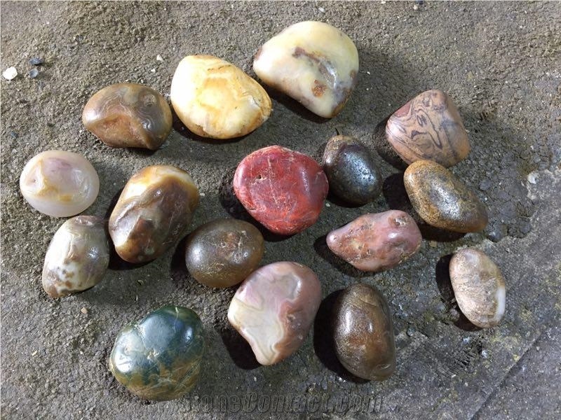 China Purple Pebble with High Polished,Round Special Color Pebble Stone,Mixed Color Polished River Pebble