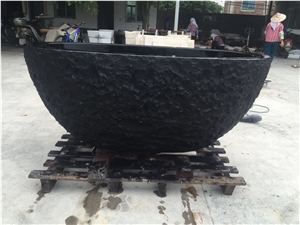 Natural Stone Bath Tub for Villa Granite Shanxi Black Oval Bathtubs