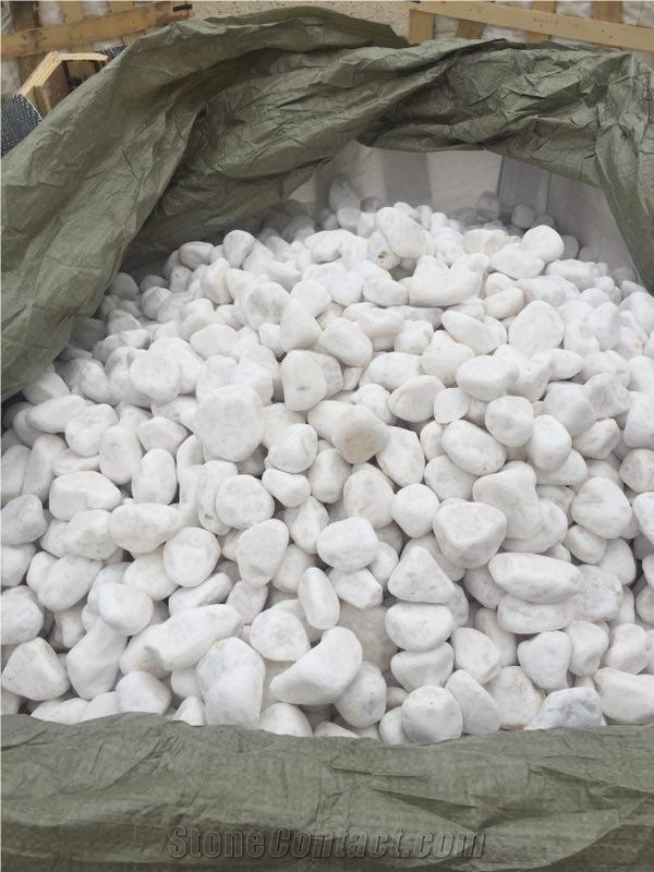 Pure White Polished Round Pebble Stone,China White Pebble Stone for Driveways and Walkway