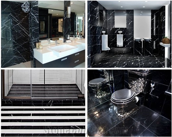 China Quarry Stone Black Nero Marquina Marble Slabs, Tiles, Cut Size Wall Callading,Floor Tile Natural Building Project Decorative Material