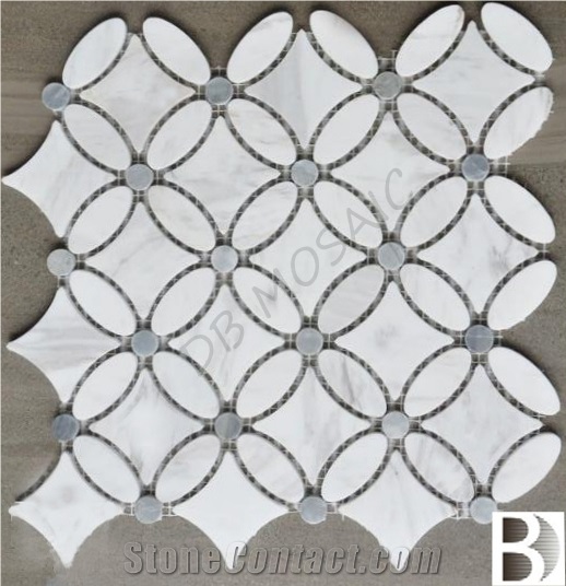 Db Waterjet Mosaic, White Marble Mosaic