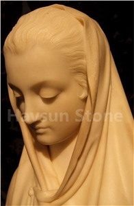 Beautiful Girl in Cloak Bust/Head Statues Handcarved Human Religious Sculptures