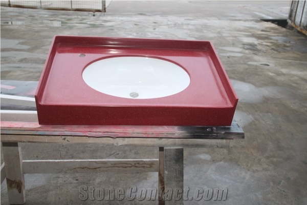 2017 Luxury Artificial Marble Stone Red Wash Basin for Bathroom Vanity Furniture