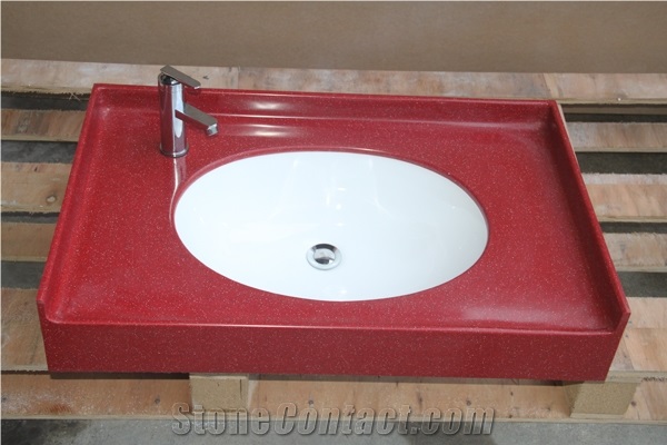 2017 Luxury Artificial Marble Stone Red Wash Basin for Bathroom Vanity Furniture
