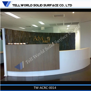 Customized Design Acrylic Solid Surface Environmental Material Half Round Reception Desk
