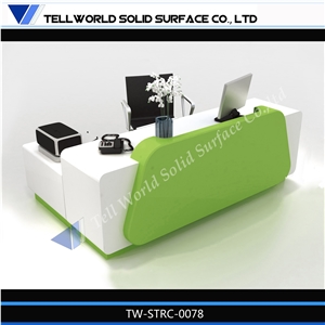 High End Customized Size Double Layer Acrylic Solid Surface Reception Desk