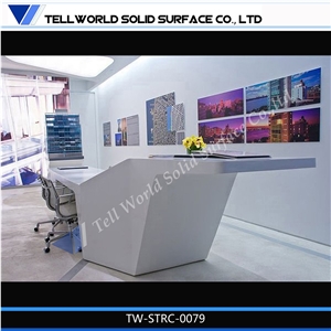Modern&Minimalism Acrylic Solid Surface Counter Top Bank Front Reception Desk