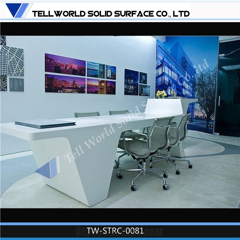 Modern&Minimalism Acrylic Solid Surface Counter Top Bank Front Reception Desk