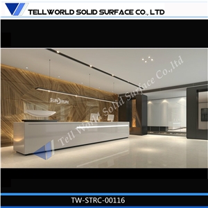 Modern&Minimalism Style Acrylic Solid Surface Environmental Material Lobby Reception Desk