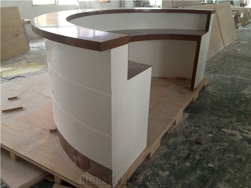 Modern&Minimalism Style Glacier White Solid Surface Curved Reception Desk