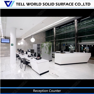 Sgs Certification Acrylic Solid Surface Environmental Material Bank Reception Desk