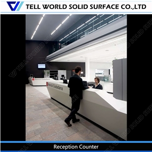 Sgs Certification Acrylic Solid Surface Environmental Material Bank Reception Desk