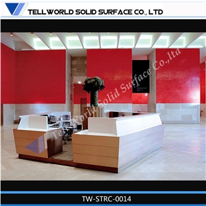 Sgs Certification Acrylic Solid Surface Environmental Material Cash Register Table Reception Desk