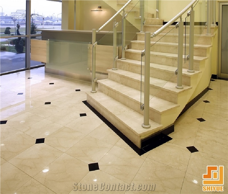 Indoor Stone Stairs Home Staircase Cream Marfil Marble Stone