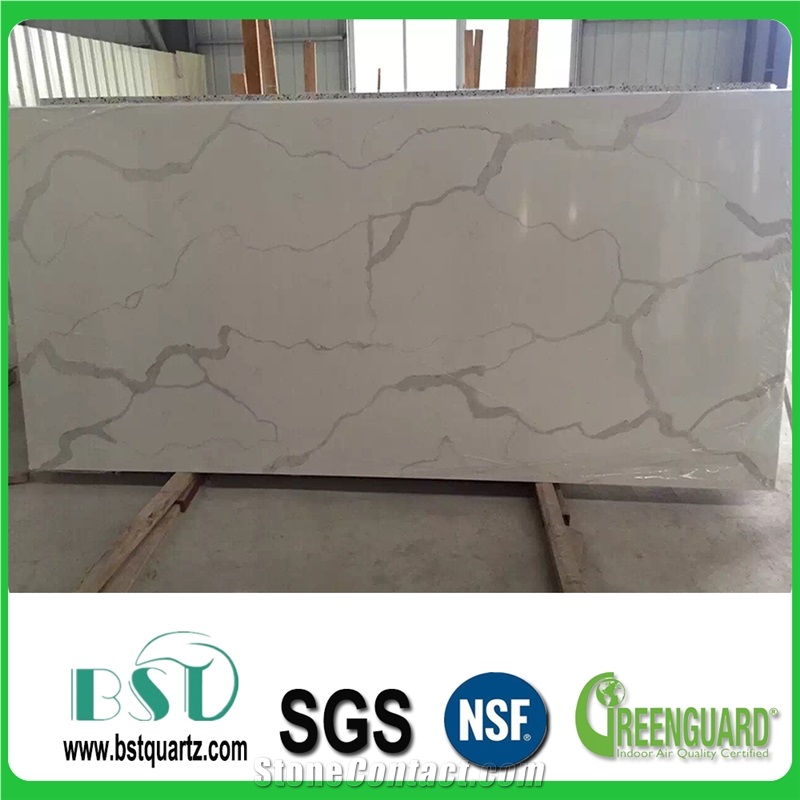 A Quality Calacatta White Marble Look Quartz Stone Polished Slabs & Tiles Engineered Stone Artificial Stone Slabs for Hotel Kitchen,Bathroom Walling
