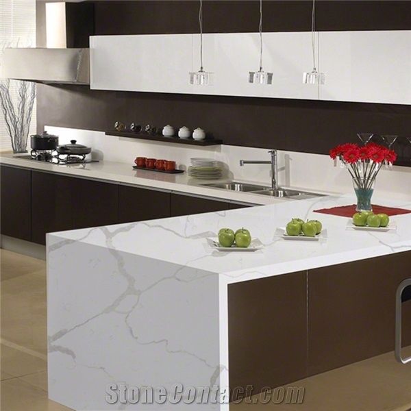 Marble Like Calacatta Nuvo Quartz Stone Big Slab Polished Solid