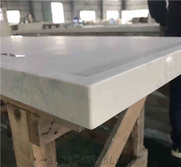 Quartz Stone Slab Statuario Nuvo for Kitchen Bench Top Countertop with Book-Match
