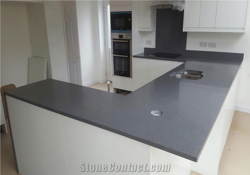 Sparkling Grey Quartz Stone Slab from China - StoneContact.com