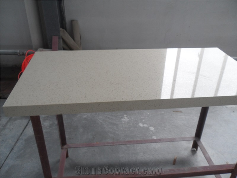 China Glass Cystal White Quartz Stone Countertops with Apron
