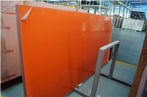 China Pure Orange Color Artificial Quartz Stone Slabs for Sale