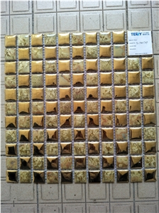 Golden Glass Mosaic, China Staibless Steel Mosaic Tile on Sales,Cheap and Good Quality Golden Metal Mosaic