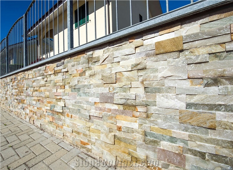 014 Yellow Slate Ledge Stone/Stone Wall Cladding/Stone Wall Decor/Thin Stone Veneer/Feature Wall/Split Face Culture Stone/Ledge Stone